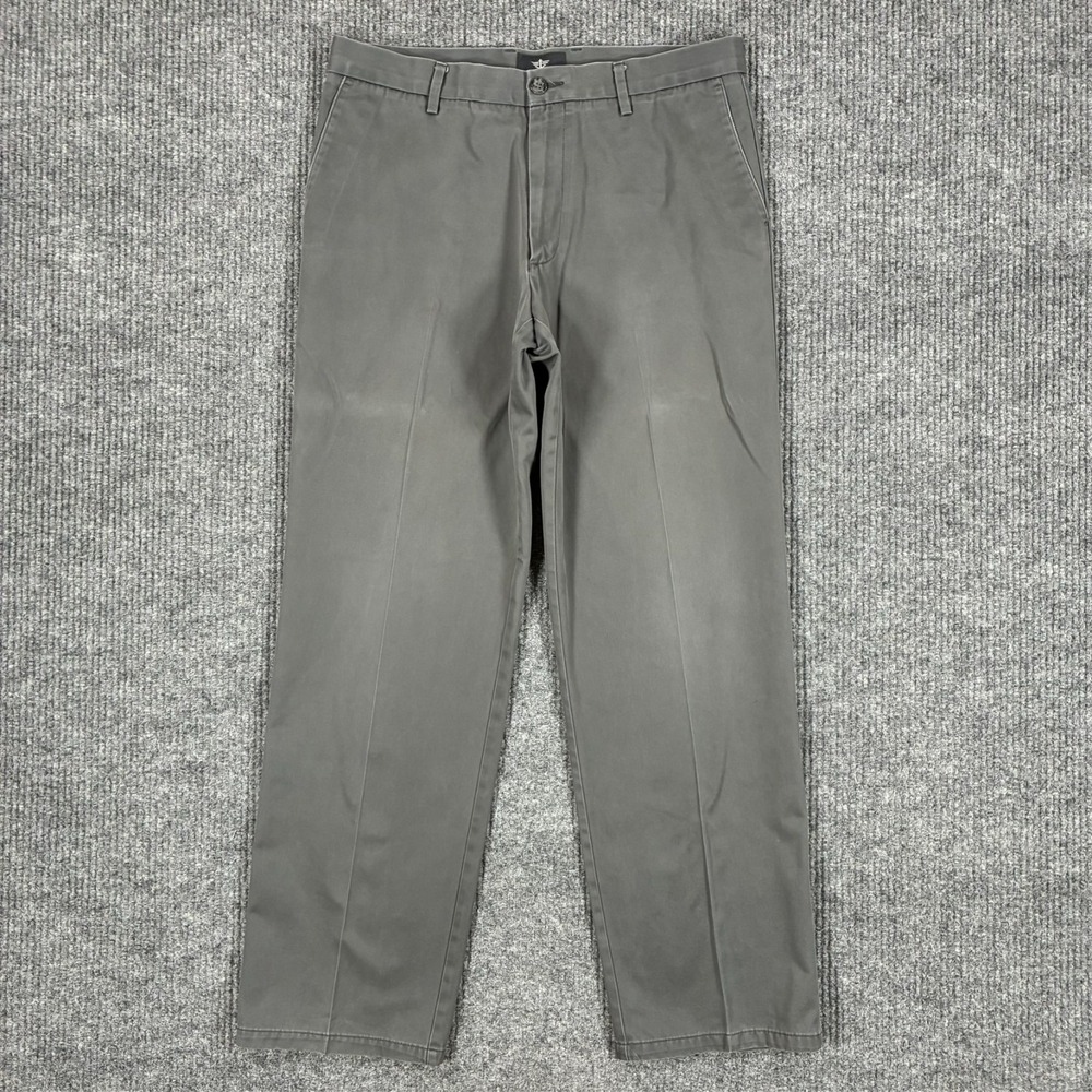 Dockers Mens Chino Pants Size 34x32 Gray Straight Fit Flat Front Mid Rise